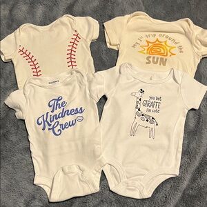 Old Navy Cream and White Kids Bodysuits Set